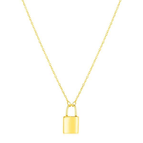 14k Yellow Gold Padlock Necklace