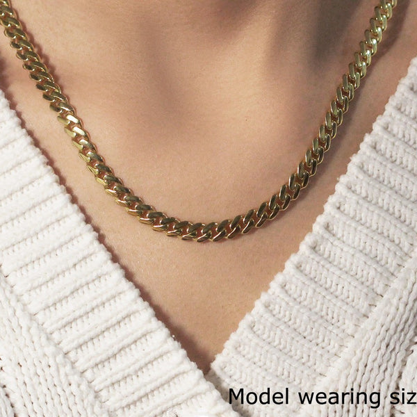 14k Yellow Gold Polished Miami Cuban Chain Necklace